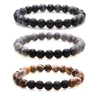 Bivei Essential Oil Bracelets, Lava Rock Stone Beads Diffuser Bracelet Gemstone Aromatherapy Bracelet(Pack of 3)