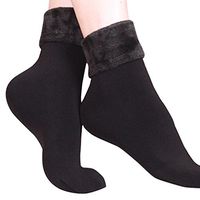 WM & MW Women Socks Warm Winter Solid Wool Cashmere Thicken Soft Casual Socks Crew Socks (Free Size, Black)