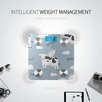Bluetooth Kitchen Scales Digital Weight Cartoon Cute Children Funny Cow Smart Weight Digital Scale Body Fat Composition Monitor Analyzer with Smartphone App for Body Management-396 Lbs