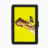 Perfection In Style Black Color Metal Cigarette Case D-160 Large Attacking Woman