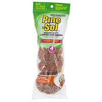 Pine-Sol Heavy-Duty Copper Scrubbers | Premium Scrub Sponges for Cast Iron, Stainless Steel, Oven Racks, Grills, 4 Pack