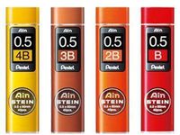 Pentel Ain Stein Mechanical Pencil Lead, 0.5mm B,2B,3B,4B (40 Leads) 1 Each + Original 5 Colors Sticky Notes