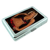 London Pin Up Girls British UK S8 Silver Cigarette Case Metal Wallet Id Holder King & 100's 4" X 2.75" RFID Protection