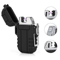 Plasma Arc Lighter Waterproof Windproof Survival USB Rechargeable Electric Lighter Flameless for Outdoor Camping Hiking (Black)