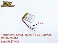 3lines 3.7V 350mAh 362937 Lithium Polymer Ion Rechargeable Battery Lithium Polymer Li-Po Battery for MP4 GPS MP3 Bluetooth Stereo DIY Gift