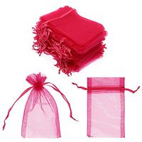 SumDirect 100Pcs 4x6 Inches Sheer Drawstring Organza Jewelry Pouches Wedding Party Christmas Favor Gift Bags (Fuchsia)