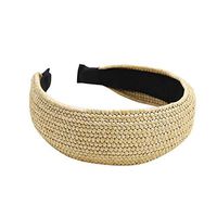 Meidexian888 Women's Hairbands,Hair Hoop Headscarf Hand Twisted Headscarf With Lafite Straw Hat Style (A)