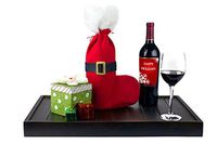 IcyDeals Christmas Wine Gift Bags - 2 Pc Christmas Wine Decoration - Home Wine Bottle Decorations - Decorative Champagne and Pinot Noir Bottle Covers - Reusable Wine Bags - Decor Liquor Bottle Covers