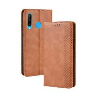 JUNXI Phone case Phone Cover Magnetic Buckle Retro Crazy Horse Texture Horizontal Flip Leather Case for Huawei Honor 10i / 20i, with Holder & Card Slots & Photo Frame(Black) Durable (Color : Brown)