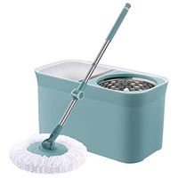 Spin Mop with 2 PCS Microfiber Mop Heads Mop and Bucket Set 360° Magic Spinning Mop for Kitchen Home Hardwood Floor Clening, Meter-white