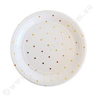 Illume Partyware Gold Dessert Plate, Disposable, Dots, 10 Count, 7 inch for Birthday Party, Kids Party, Baby Shower and Princess Party