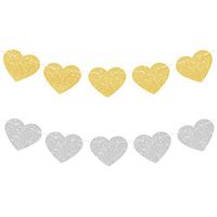 Illume Partyware Celebrate Happiness Gold & Silver Glitter Heart Reversible Garland