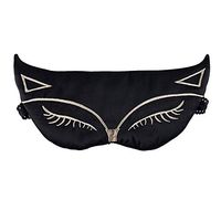 Silk Sleep Eye Mask for Women and Men Soft Ladies Ultra Lightweight Adjustable Strap Satin Eye Night Blindfold Eyeshade Cover for Full Night's Sleep, Travel and Nap Black Fox