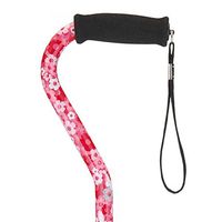 NOVA Designer Walking Cane with Offset Handle, Lightweight Adjustable Walking Stick with Carrying Strap, “Pink Petal Power” Design