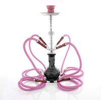 4 hose 20" Black Hookah shisha nargila bar narguile nargile glass water Vase new