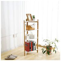 Naiflowers 4-Tier Bamboo Bookcase, Corner Shelf Storage Shelves Organizer Rack Home Decor Bookshelf Collectibles Display Bookshelves for Bedroom, Living Room, Bathroom, Office (Bamboo)