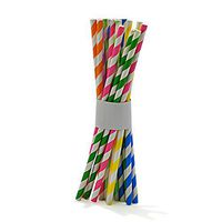 200Pcs Biodegradable Paper Straws Different Colors Rainbow Stripe Paper Drinking Straws Suitable for Juices, Shakes, Smoothies, Party Supplies Decorations (Assorted Colors, 200 Pcs / 8 Packs)