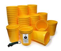 Rolling Sands 16 Ounce Reusable Plastic Stadium Cups Yellow, Bulk 50 Pack, Made in USA, BPA-Free Dishwasher Safe Plastic Tumblers and Bottle Opener