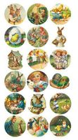 Edward & Co Sticker Vintage Easter Eggs Bunny Basket Decal Label Teachers School Crafts Envelope Seals Lockers for Helmets Scrapbooking (Pack 2)