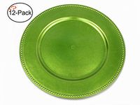 Tiger Chef 13-inch Lime Round Beaded Charger Plates, Set of 2,4,6, 12 or 24 Dinner Chargers (12-Pack)