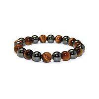 Accents Kingdom 10MM Tiger's Eye Bead 3X Power Hematite Magnetic Bracelet, 8.5"