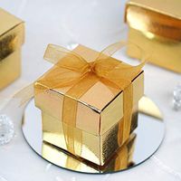Efavormart 100 Boxes Gold 2 pcs Favor Boxes for Candy Treat Gift Wrap Box Party Favor Boxes for Bridal Shower Wedding Party