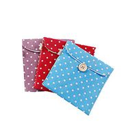Women Girls Sanitary Napkins Bag Cotton Linen Polka Dot Sanitary Napkin Bag Portable Sanitary Pad Storage Organizer Case Sanitary Towel Pouch Random Color