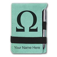Mini Notepad, Omega Symbol, Personalized Engraving Included (Teal)