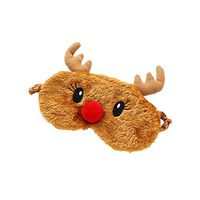 Kanggest Silk Reindeer Eye Mask with Cute 3D Cute Deer Face Soft Plush Eye Bags Adjustable Sleeping Blindfold for Kids Girls Adult for Yoga Traveling Sleeping Party (Reindeer)