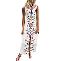 ❤Women's Sleeve Tank Maxi Dresses, Clearance Sale! Ladies Casual Loose V-Neck Baggy Kaftan Hem Vintage Dress