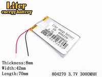 3.7V 3000mAh 804270 Lithium Polymer Ion Rechargeable Battery Lithium Polymer Li-Po Battery for MP4 GPS MP3 Bluetooth Stereo DIY Gift