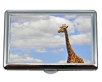 Hard Box Full Pack Cigarette Case,Wildlife Cloud Sky Giraffe Stainless Steel Card Holder