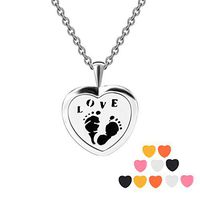 "Mom" in Heart Aromatherapy Essential Oils Diffuser Necklace-Stainless Steel Locket Pendant with 12 Colorful Pads