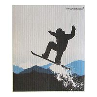 Snowboard Jumping ONE Each on White Swedish Dishcloth | ECO Friendly Absorbent Cleaning Cloth | Reusable Cleaning Wipes