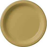 Bulk Round Plastic Plates | 50ct (7 inch, Gold)