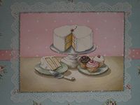 Glittered Cake / Cupcakes Blue / Pink Note Cards w/ Envelopes