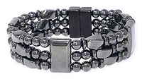 TRI-Power 3 Strand 100% Black Magnetic Hematite Bracelet with Powerful Rare Earth Magnetic Clasp (6.5")