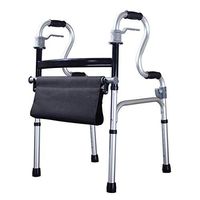 Aluminum Alloy Folding Walker with Seat Tolid Wheels-Non-Slip Grip 5 Height Adjustable,Lightweight Portable Push Button,Medical Heavy Duty Mobility Aid Walking Frame for Elderly/Seniors