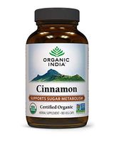 ORGANIC INDIA Cinnamon Supplement, Nutritional Supplement for Blood Sugar Metabolism Support, 180 Veg Caps