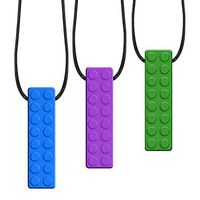 Accmor Sensory Chewing Necklace for ADHD, Teething, Autism, Biting, Oral Motor Chewy Stick/Tube Toy Jewelry for Boys, Girls, Adults, Toddlers 3 Pack(Blue, Green, Purple)