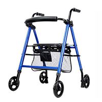 Aluminum Rollator Walker with Seat, Folding Mobility Rolling Walker has 6 inch Wheels, Blue