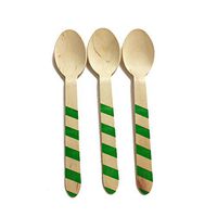 Perfect Stix Striped Spoons 158 36-Green Printed Wooden Spoons with Green Stripes Pattern, 6" (Pack of 36)