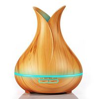 Auwer- 400ml Aroma Essential Oil Diffuser Ultrasonic Air Humidifier with Wood Grain 7 Color Changing LED Lights for Office Home Spa Yoga (Light Wood Grain)