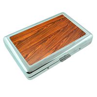 Wood Em1 Hip Silver Cigarette Case Id Holder Metal Wallet 4" X 2.75" RFID Protection