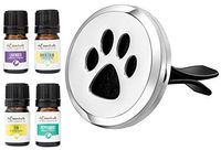 Wild Essentials Dog Paw Aromatherapy Car Vent Air Freshener Essential Oil Diffuser With Vent Clip 8 Color Refill Pads 100% Pure Essential Oils (Lavender, Peppermint, Inner Calm, Zen) Gift Set