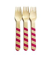 Perfect Stix Striped Forks 158 36-Purple Printed Wooden Forks with Purple Stripes Pattern, 6" (Pack of 36)