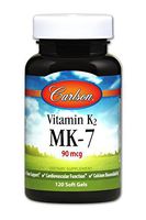 Carlson - Vitamin K2 MK-7, 90 mcg, Bone Support, Cardiovascular Function & Calcium Bioavailability, 120 Soft gels