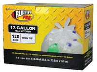 Ruffies Kitchen Trash Bag 13 Gal. 0.65mil Clear 120 Bags / Box
