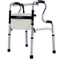ECHOV Walking Mobility Aid Elderly Walking Walker Portable Folding Walker with Seat Armrest Can Bear 100kg with Seat (Color : Silver, Size : 74-92cm)