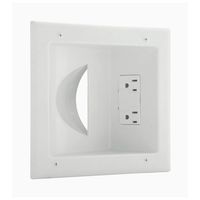 Eaton 35M2S-W 15-Amp 2-Pole 3-Wire 125-Volt Media Sync Multimedia Cable Management Wall plate with Recessed Duplex Surge Protection Receptacle, White